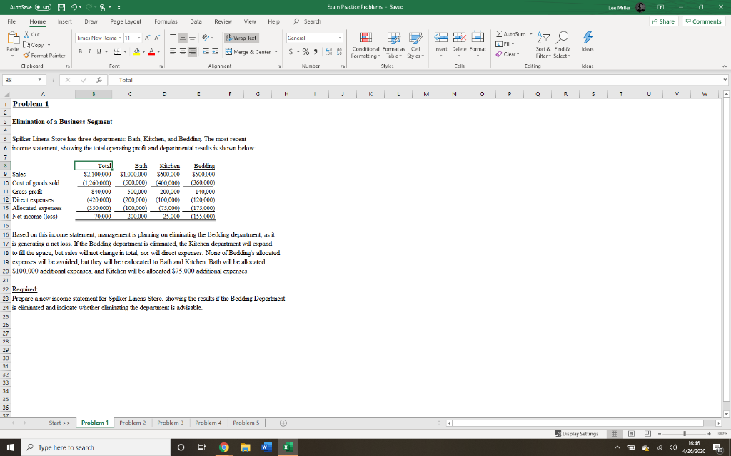  Exam Practice Problems - Save Lee Miller - 0 X Comments