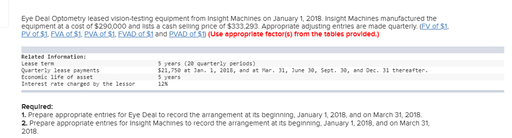  Complete the missing amount for the above Journal Entries. Eye Deal