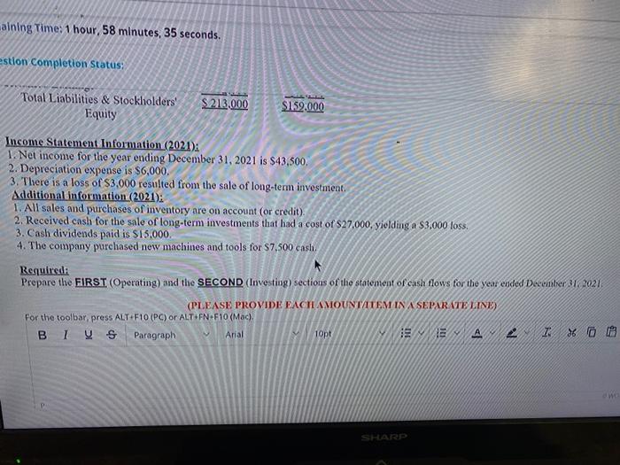 Co.: Assets Dec 31, 2021 Dec 31, 2020 Cash $117,000 $19,500 Notes