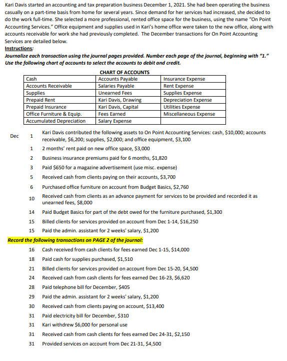 Accounting Services. 1. Click on the link in the assignment to access