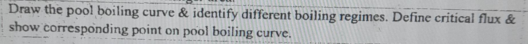  Draw the pool boiling curve \& identify different boiling regimes. Define