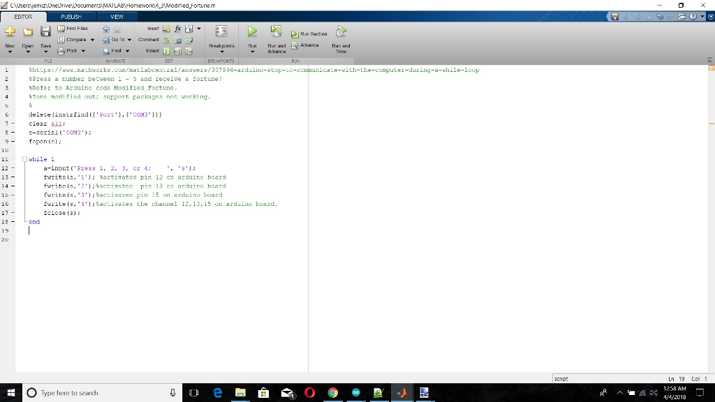 I am having trouble setting up a while loop in Matlab that