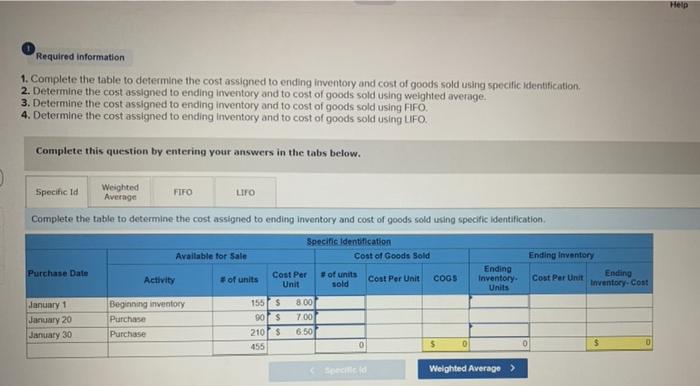 of units sold on specific ID Required information Use the following information
