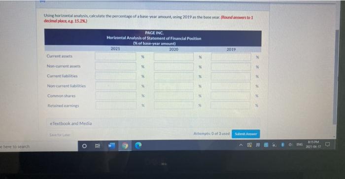 statement of hinancial position of Page Inc.follow Current at Non current assets