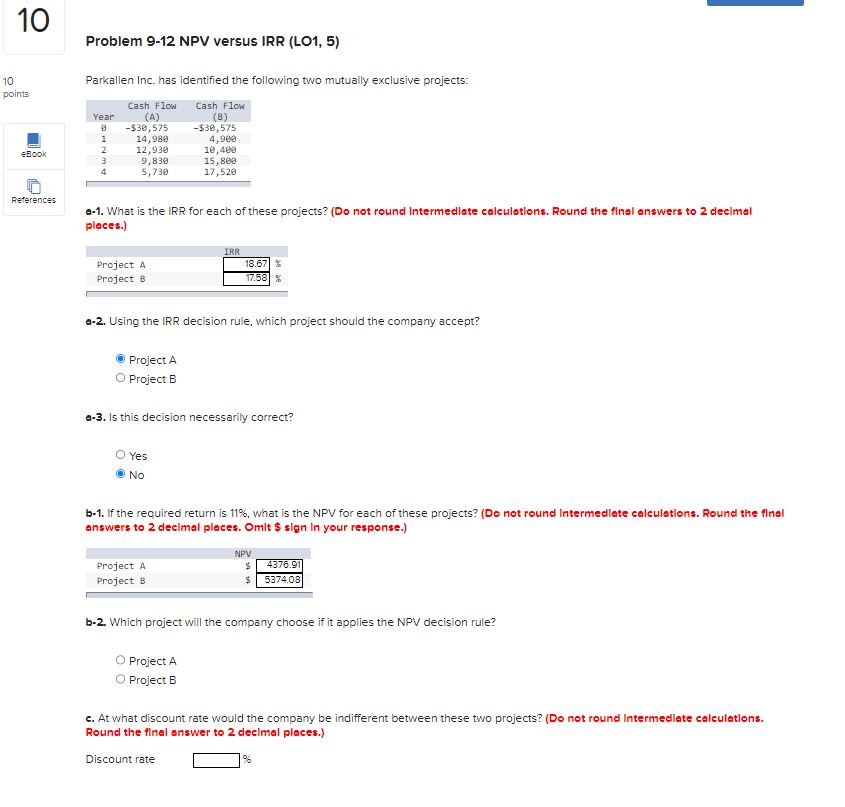  please just answer b-1. b-2. c Parkallen Inc. has identified the