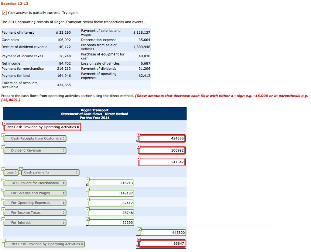  Exercise 12-13 a Your answer is partially correct. Try again. The