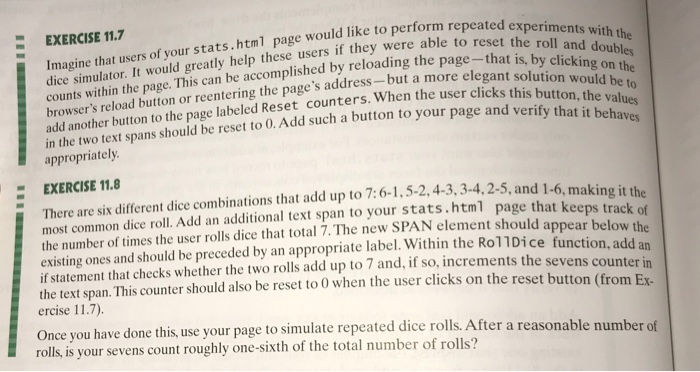 this. I need help with exercises 11.7 and 11.8. I have to