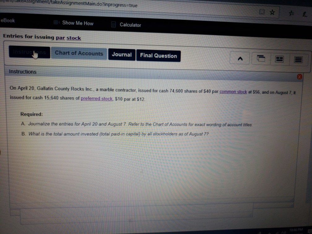  Chapter 13 Homework Ex 13-3 Algo ment/takeAssignmentMain.do?inprogress-true eBook Show Me How