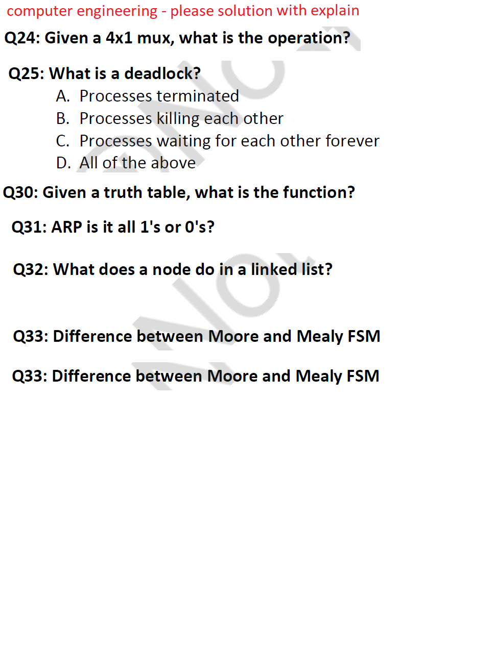  computer engineering - please solution with explain Q24: Given a 41