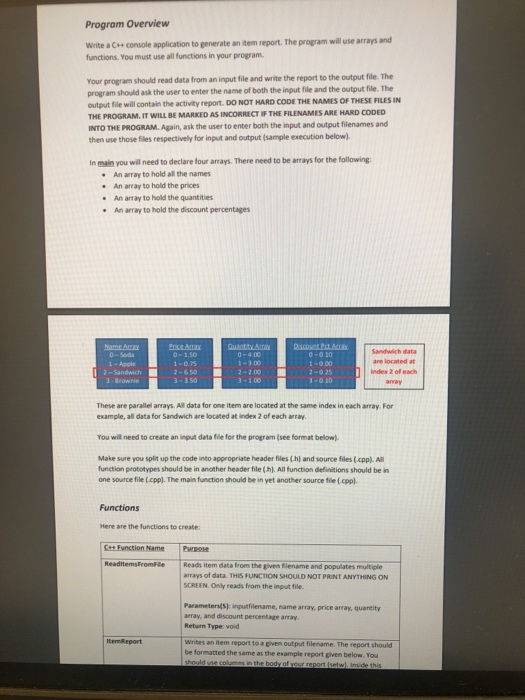  Program Overview Write a C++ console application to generate an item