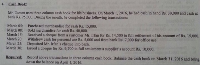 I need brief answer pls its important Mr. Usman uses three column