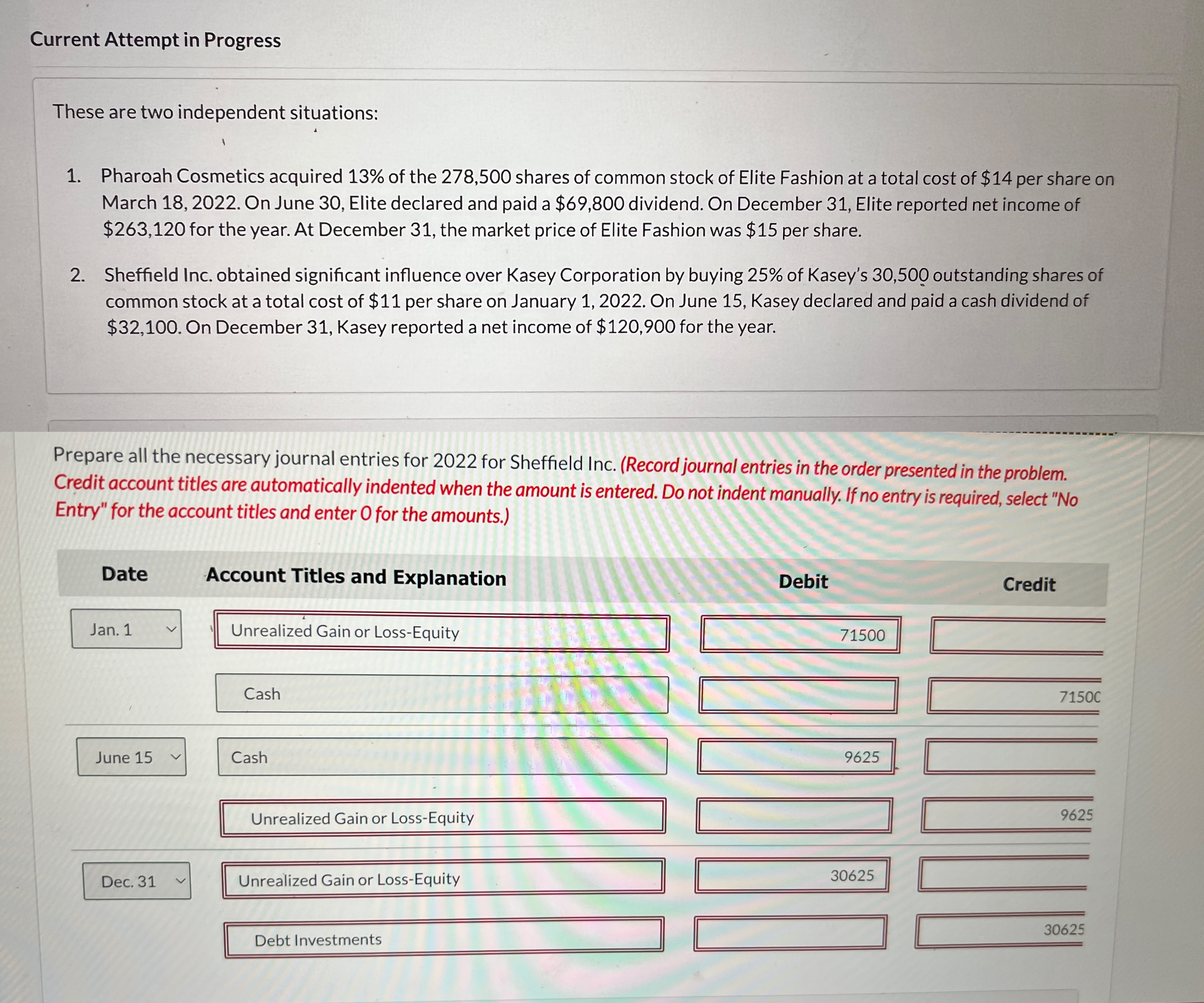 Current Attempt in Progress These are two independent situations: Pharoah Cosmetics