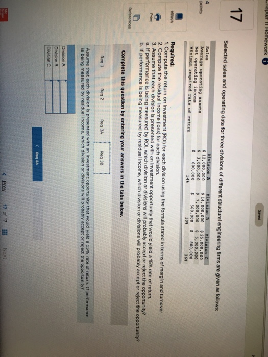 600,000 10 investment (RO) for each division using the formula stated in