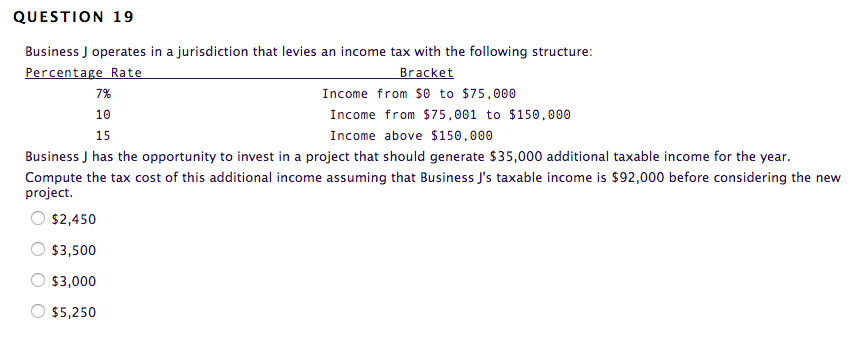 O False QUESTION 6 The tax cost of an income-generating transaction increases