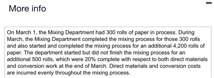 Department for March. The company uses the weighted-average method. 2. Journalize all
