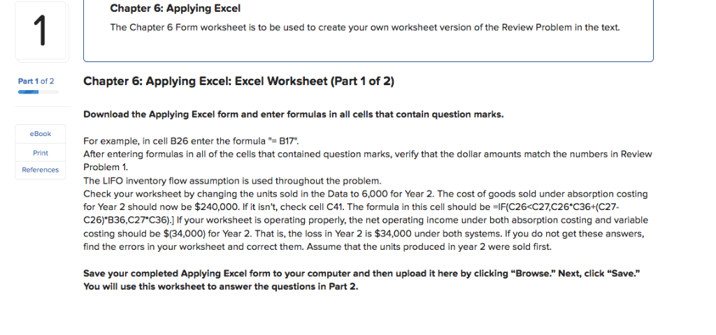 Chapter 6: Applying Excel 1 The Chapter 6 Form worksheet is