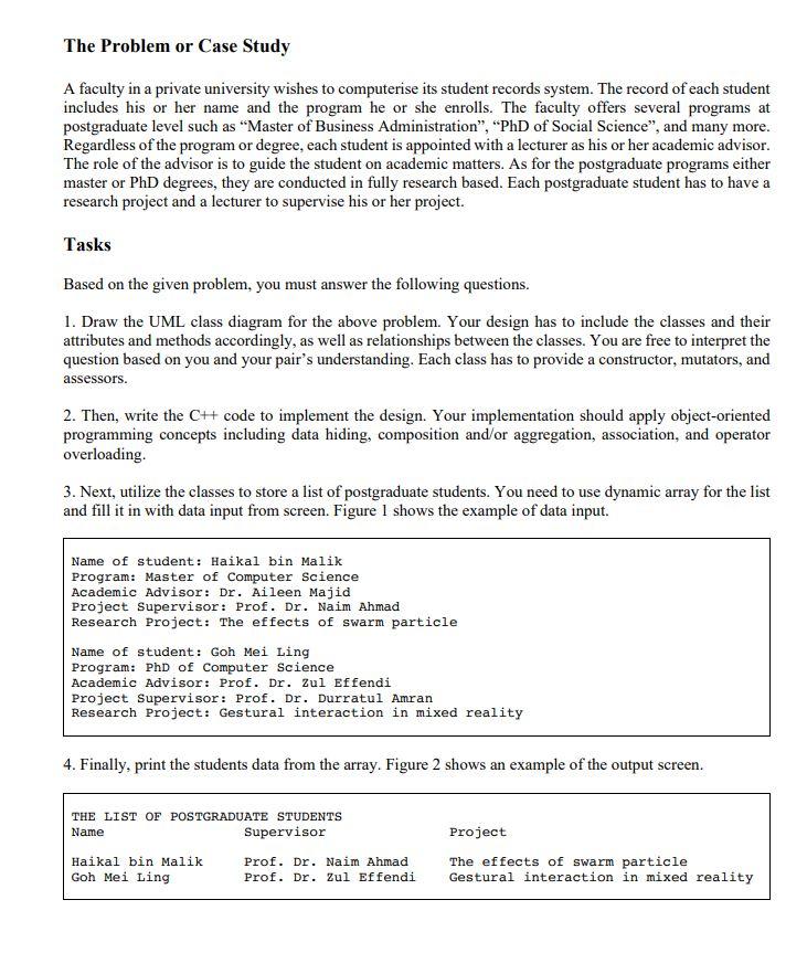  The Problem or Case Study A faculty in a private university