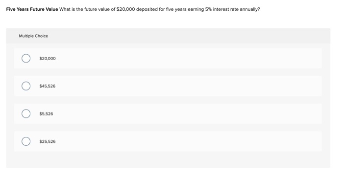  Five Years Future Value What is the future value of $20,000