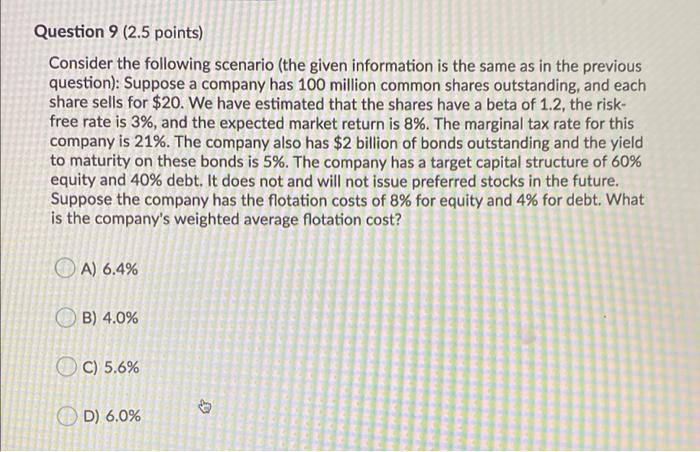 is the same as in the previous question): Suppose a company has