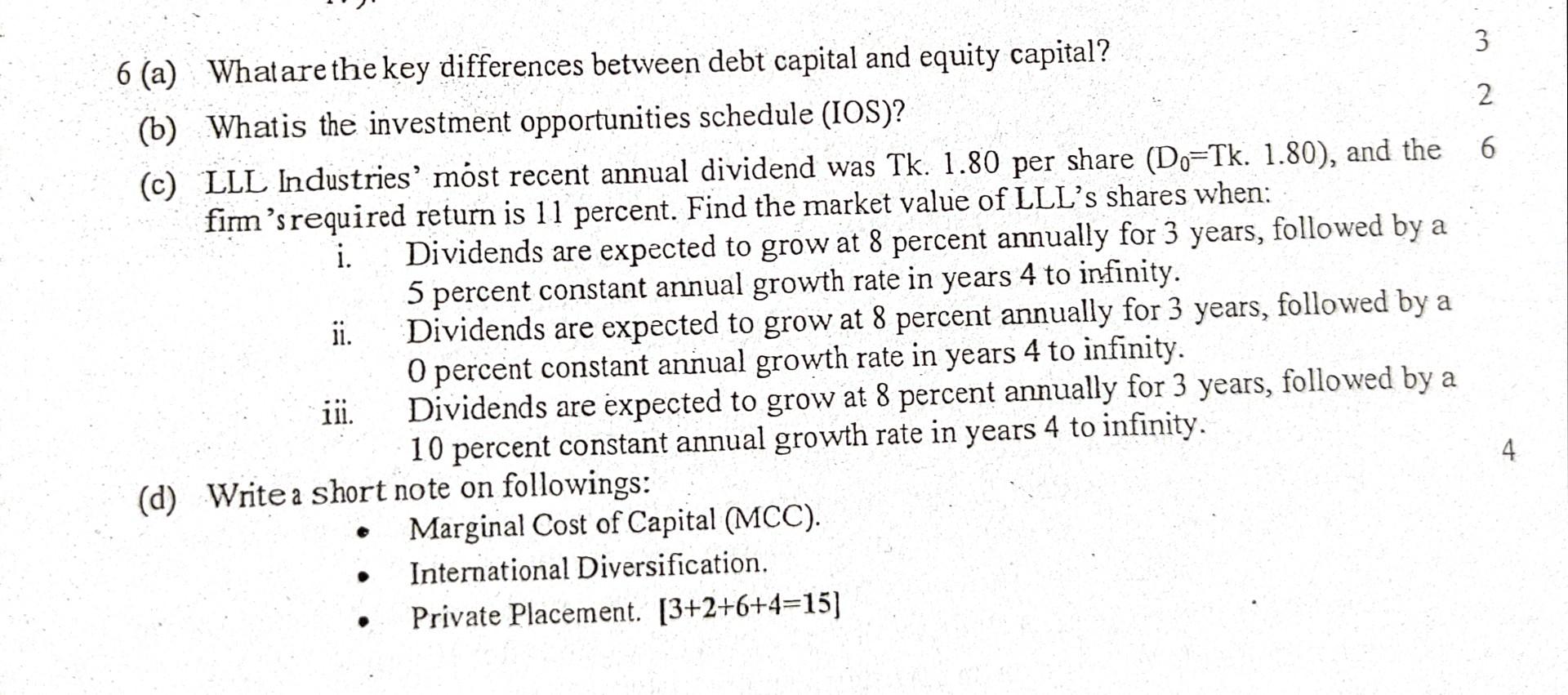  Finance question 6 full answer required 6 (a) Whatare the key