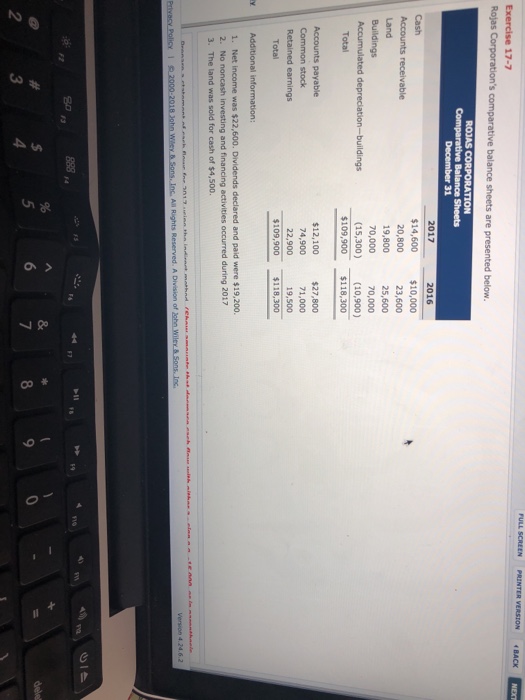  I need help finding the free cash flow Exercise 17-7 are