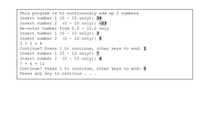 Write a complete C program (not C++) that allows user to continuously