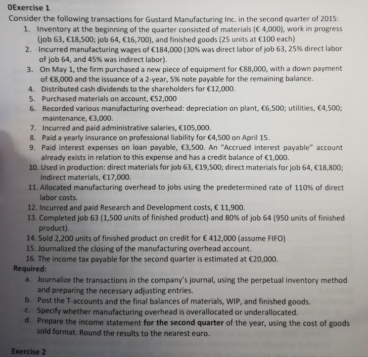  How can I solve this? OExercise 1 Consider the following transactions