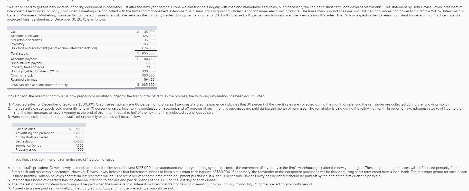  "We really need to get this new material handling equipment in