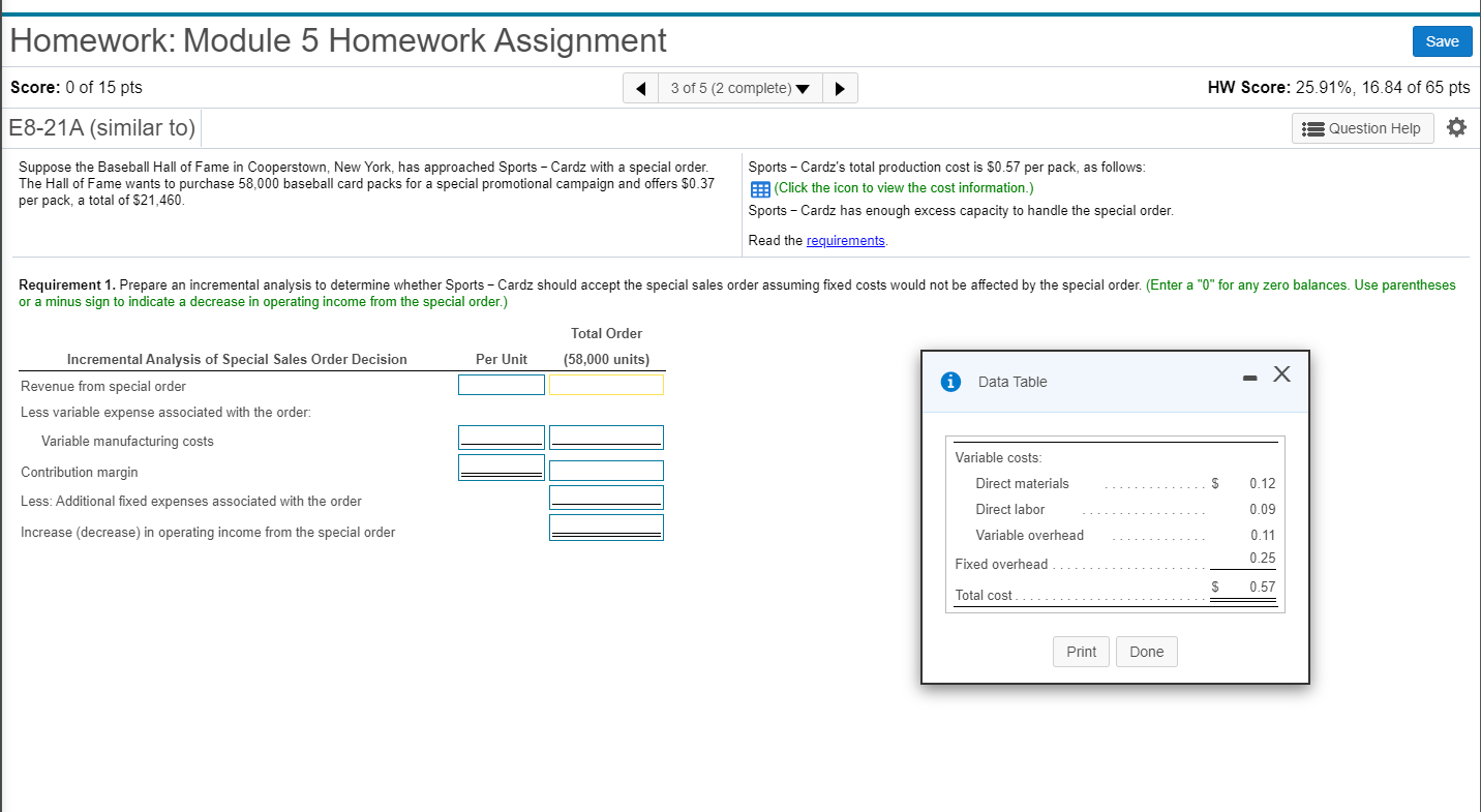 Homework: Module 5 Homework Assignment Save Score: 0 of 15 pts
