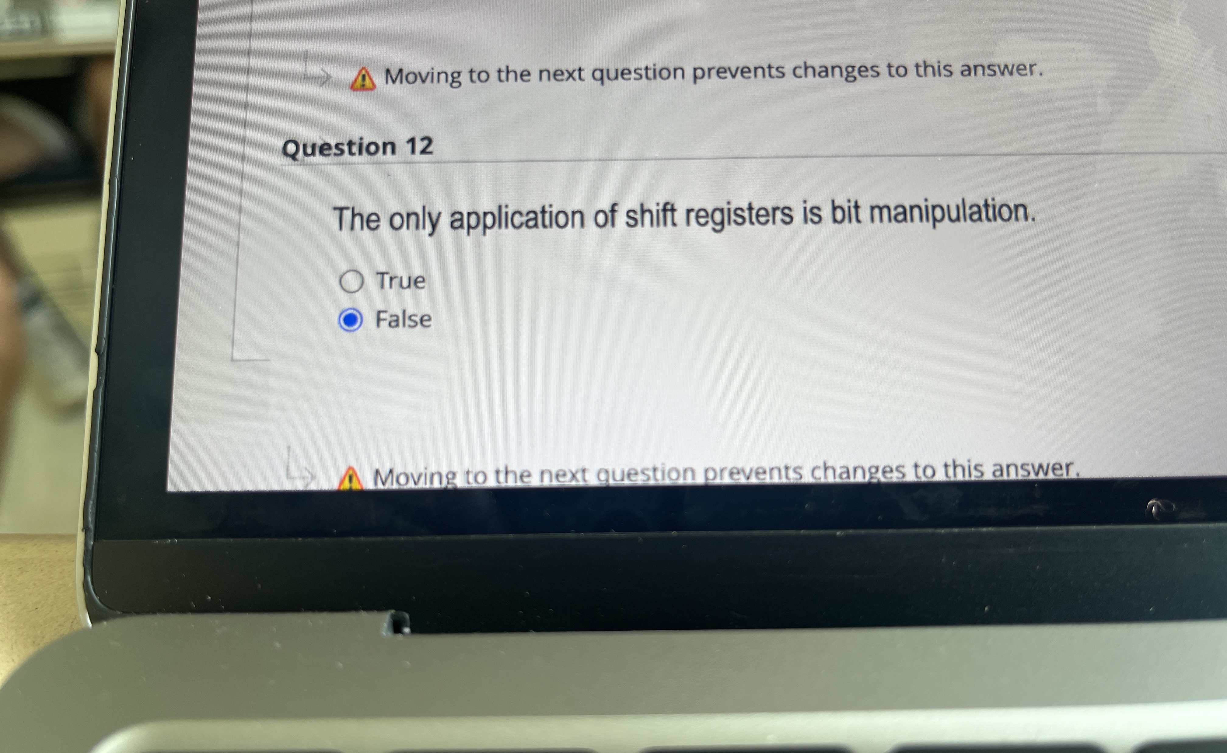  Moving to the next question prevents changes to this answer. Question