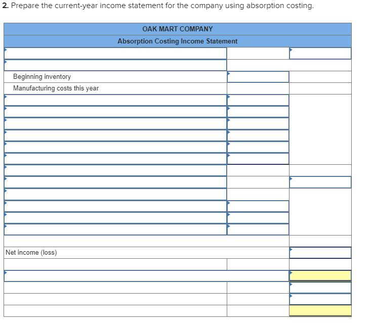 applies to the questions displayed below.) Oak Mart, a producer of solid