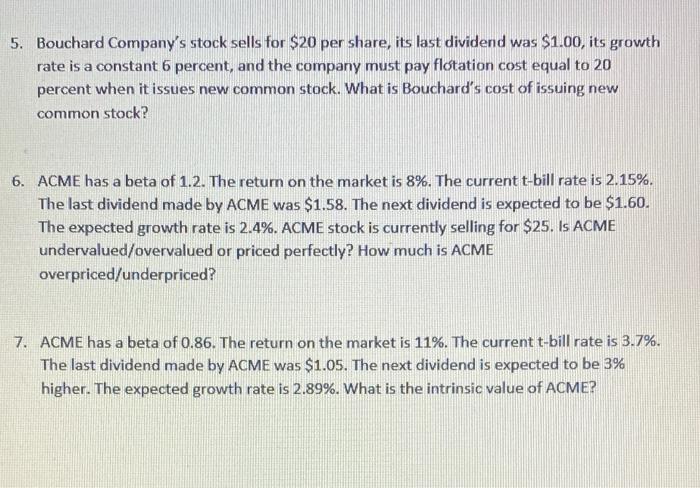 considering an investment. The t-bill rate is currently 2.5%. The market return