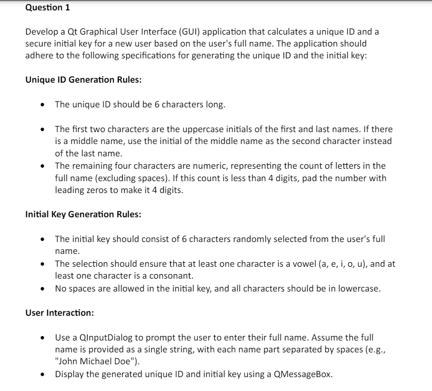  Use c++ programming, show the code and output Question 1 Develop