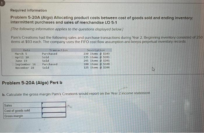 goods sold and ending inventory: intermittent purchases and sales of merchandise LO