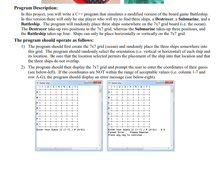  Program Description: In this project, you will write a C++ program
