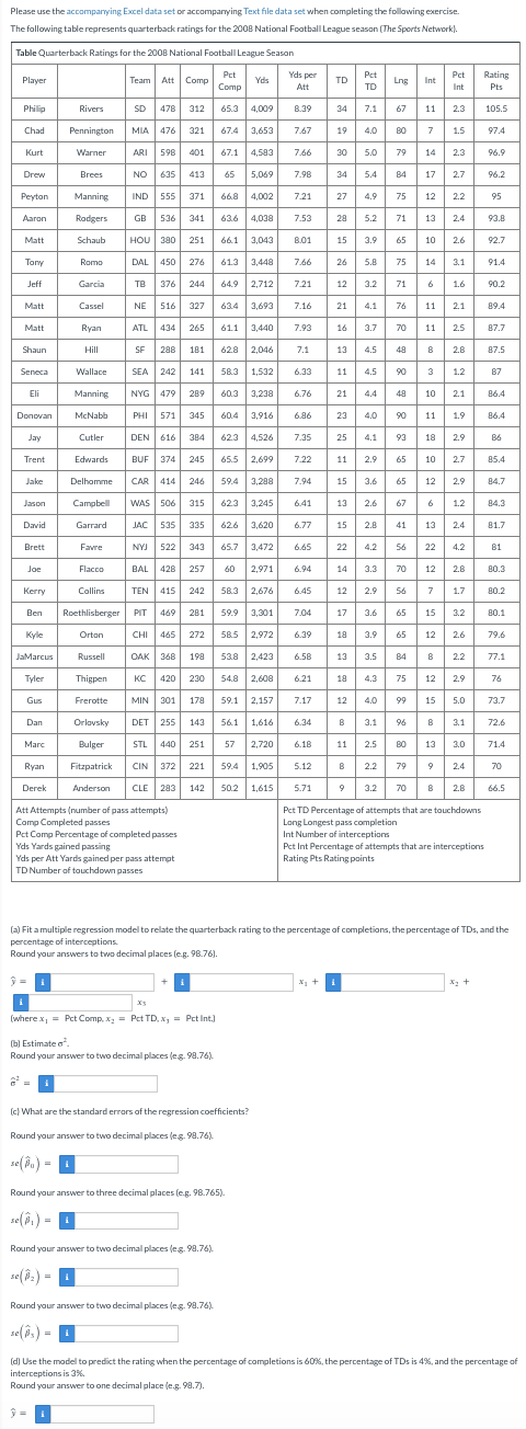  Please use the accomparying Excel data set or accomparying Text file