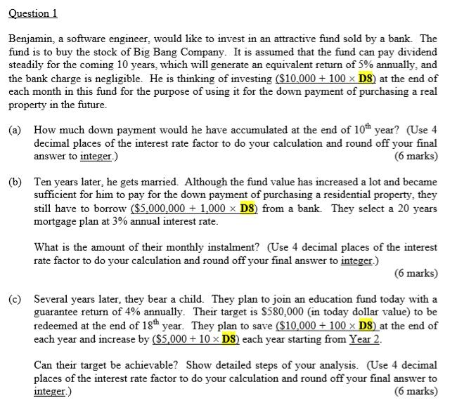  Where D8 is equal to 4 what info do you need