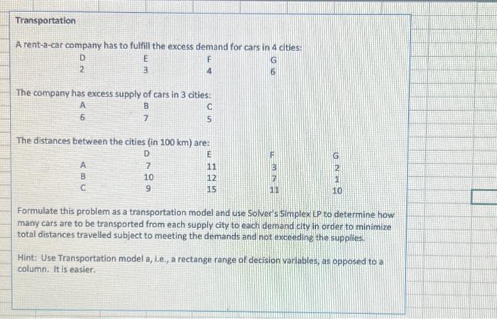 please show the solver commands in excel and what it looks like