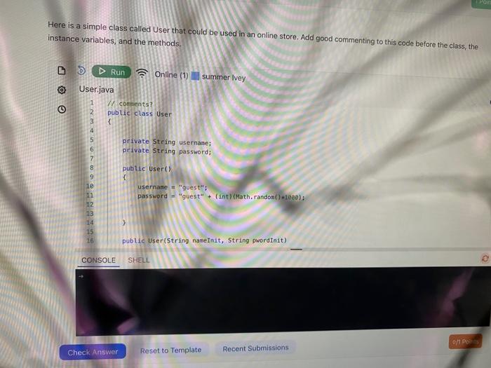  Here is a simple class called User that could be used