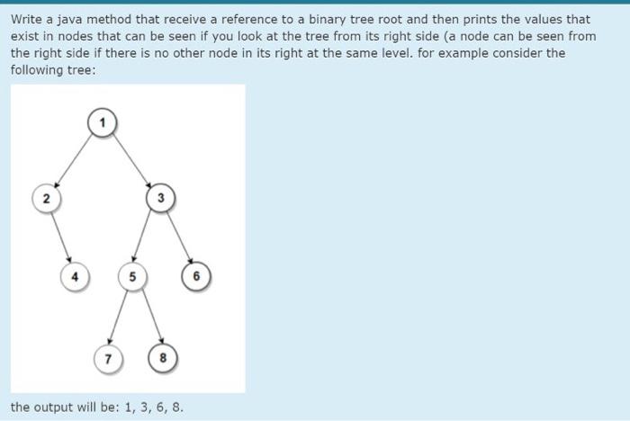  Write a java method that receive a reference to a binary