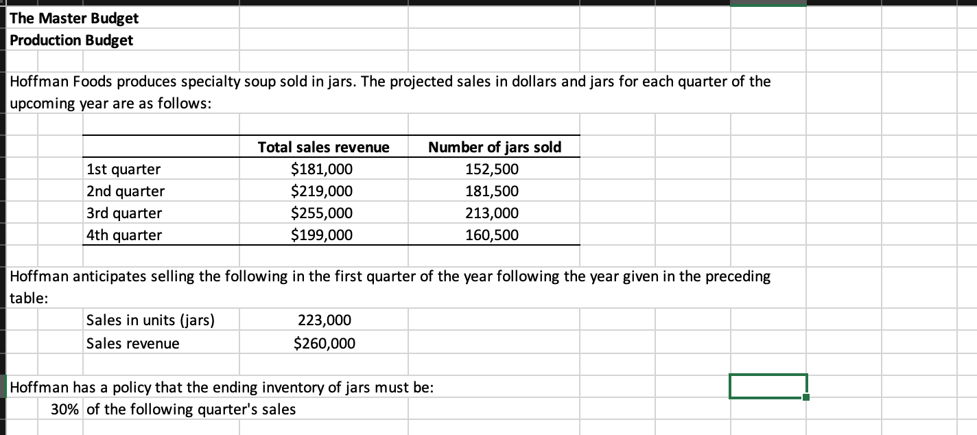 Please use excel formulas. And please show how you got the answers