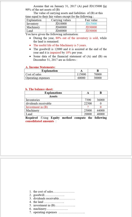  Please I need the step when calculating: 1_ The cost of