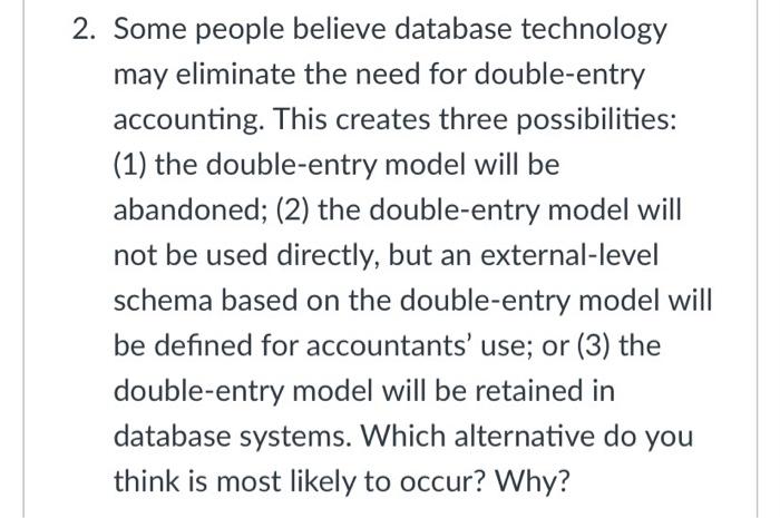  2. Some people believe database technology may eliminate the need for