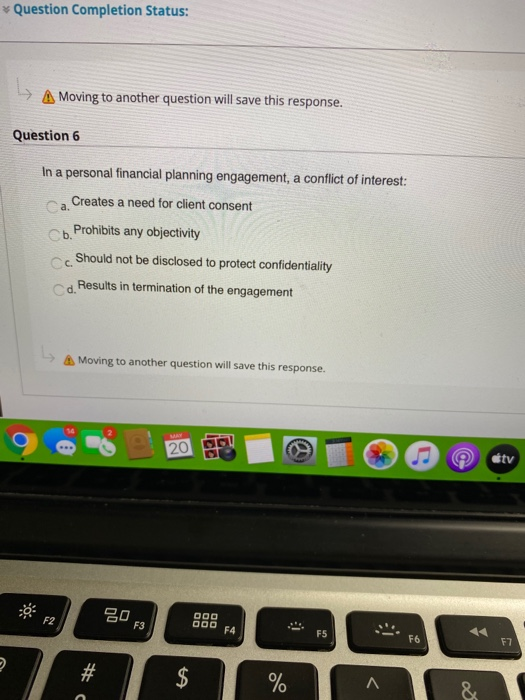 56 minutes, 57 seconds. Question Completion Status: L A Moving to another