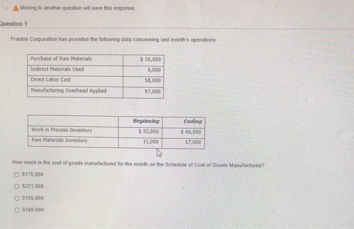  Moving to another question will save this response. Question 1 Frankin