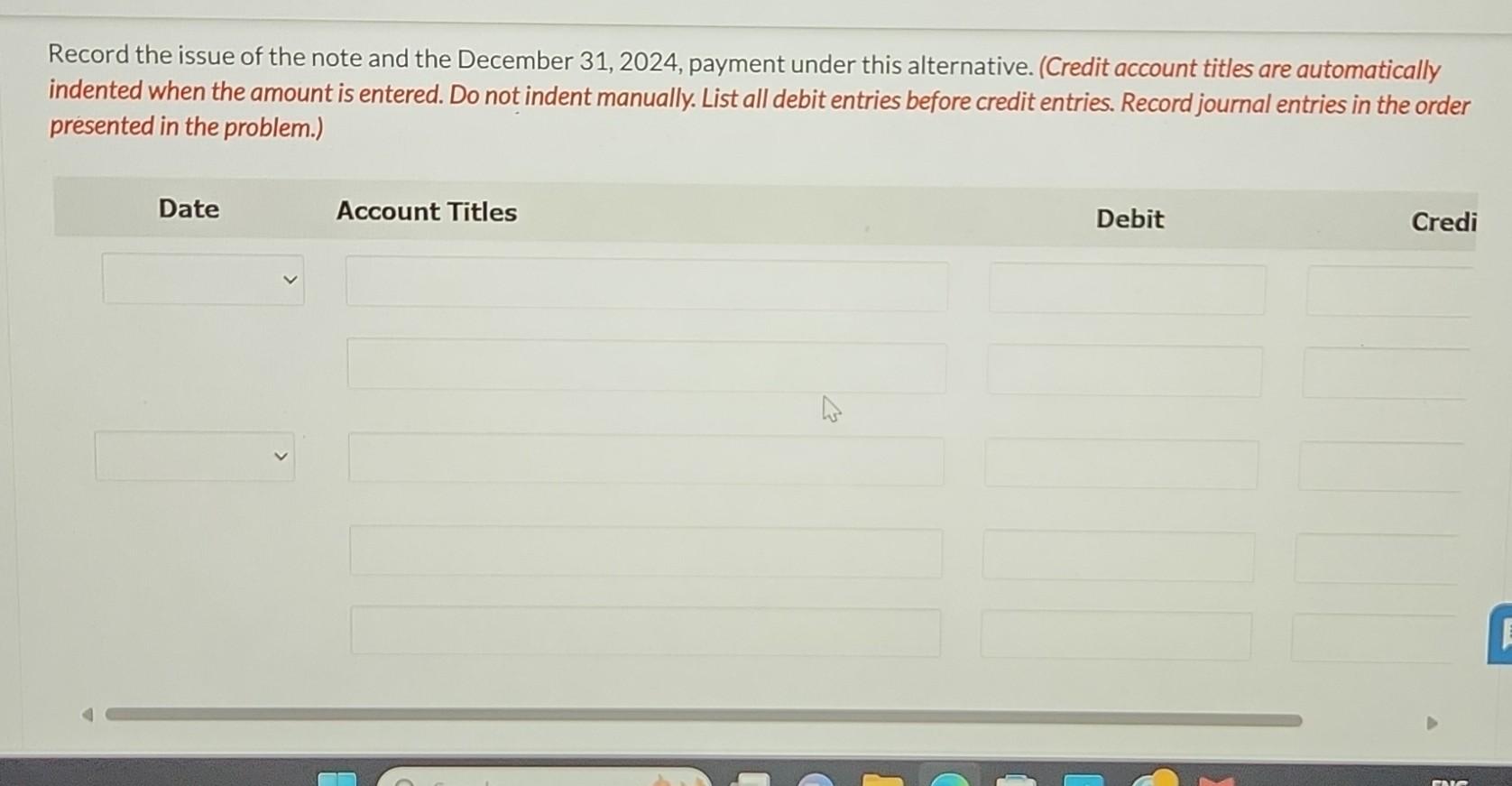 titles are automatically indented when the amount is entered. Do not indent
