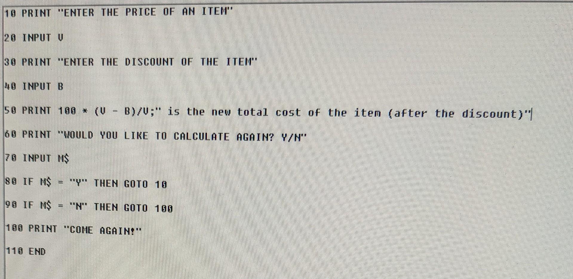 help with my basic code, I can't figure out the formula that