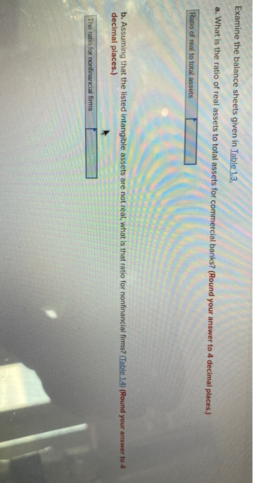  Examine the balance sheets given in Table 1.3. a. What is