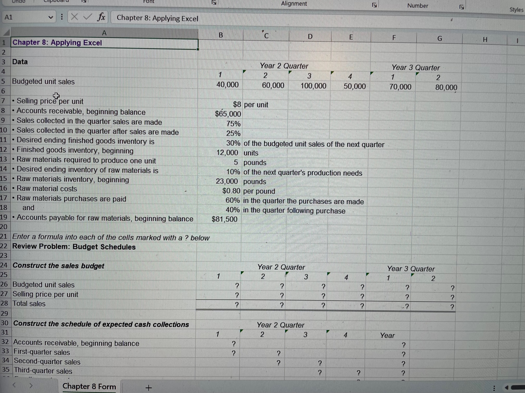 Solve the Questions Below in Excel Solve--- the worksheet is to be