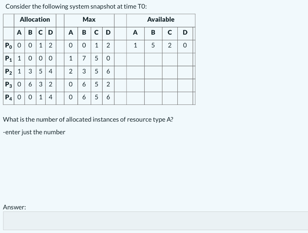 is the total number of instances of resource type B ? -enter